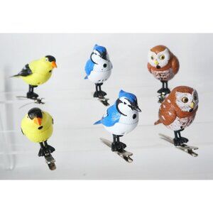 6 Decorative Clip-On Birds With Non-Functional Motion Detectors  Vivid Colors  B